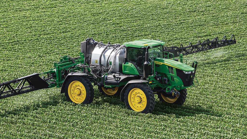 Sprayer with See & Spray Ultimate in a field