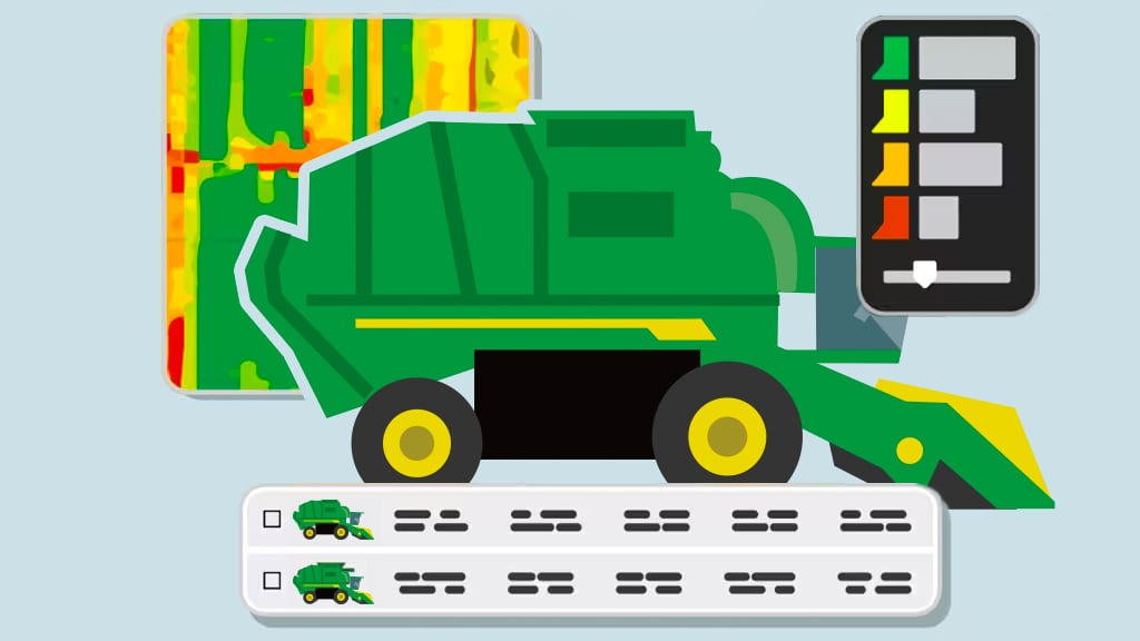 Icon of a combine overlaying field data
