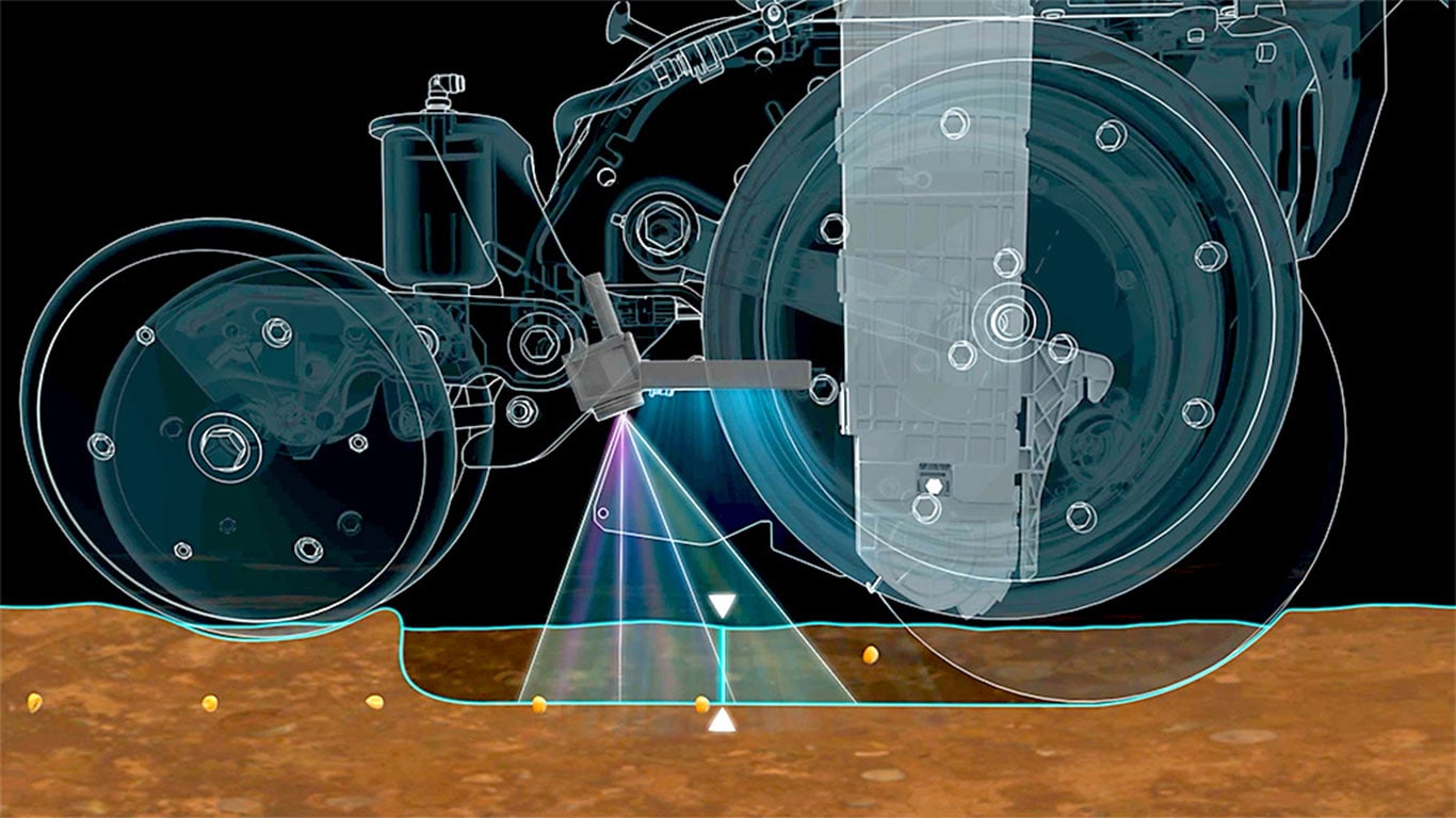 Image of the camera view of the furrow during planting.