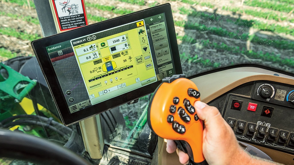 Image of a G5 Display showing a spraying set-up screen.