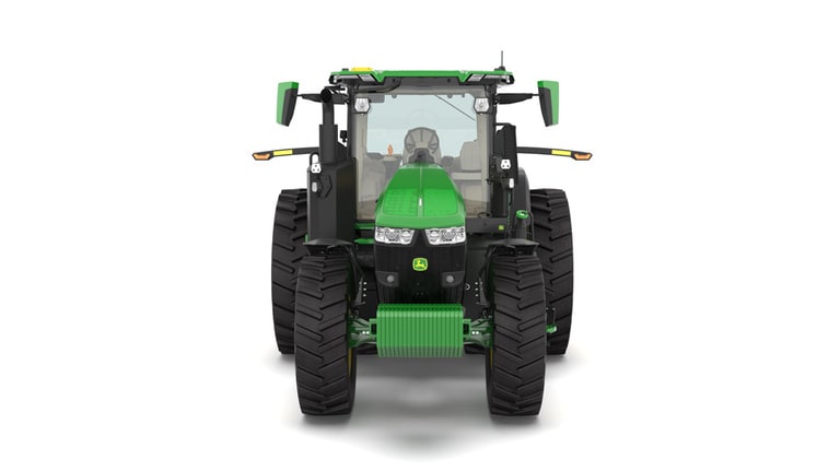 Front view of 7R 210 Tractor on a white background
