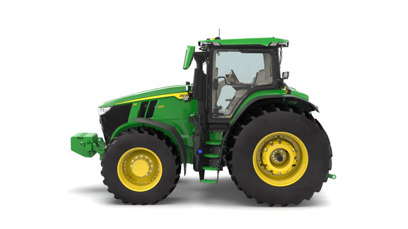 Left facing 7R 290 tractor on a white background