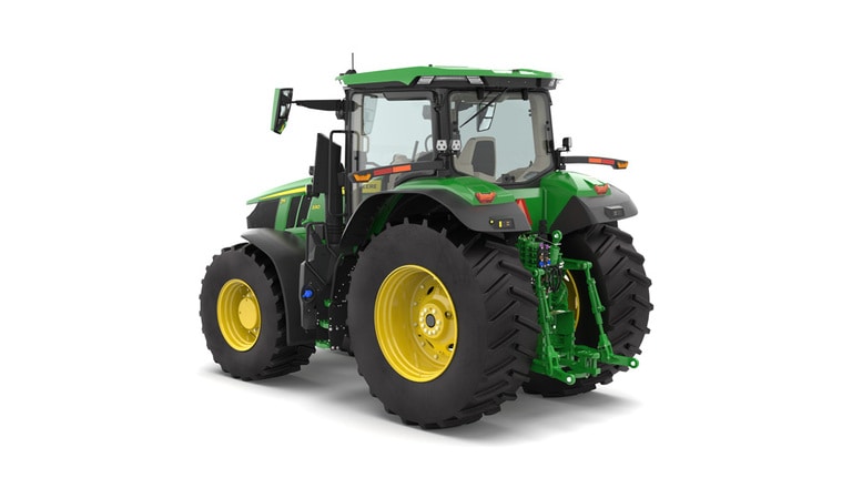 Rear left facing 7R 330 tractor on a white background