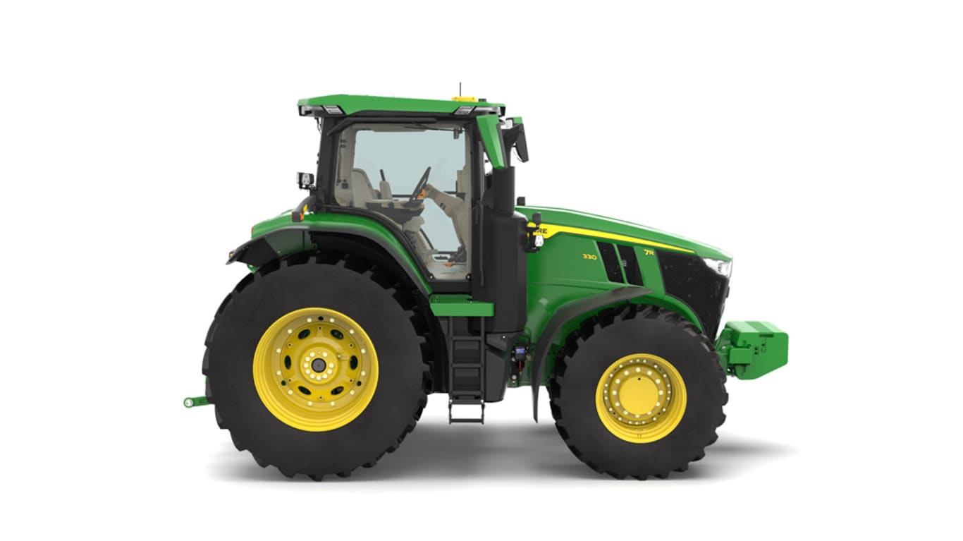 Right facing 7R 330 tractor on a white background
