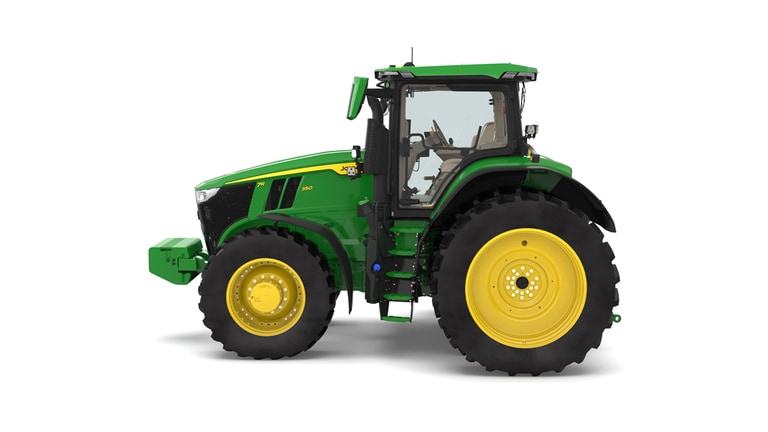 Left facing 7R 350 tractor on a white background