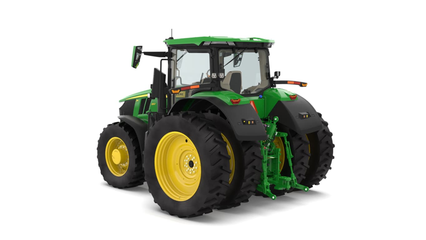 Rear left facing 7R 350 tractor on a white background