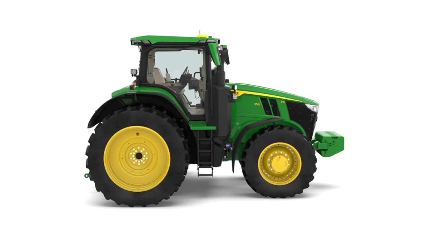 Right facing 7R 350 tractor on a white background