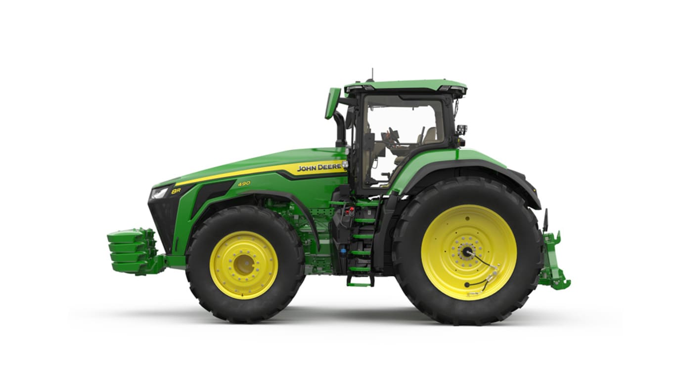 Studio image of Left facing 8R 490 Tractor