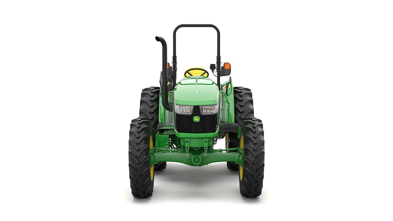 A front-facing green utility tractor on a white background.