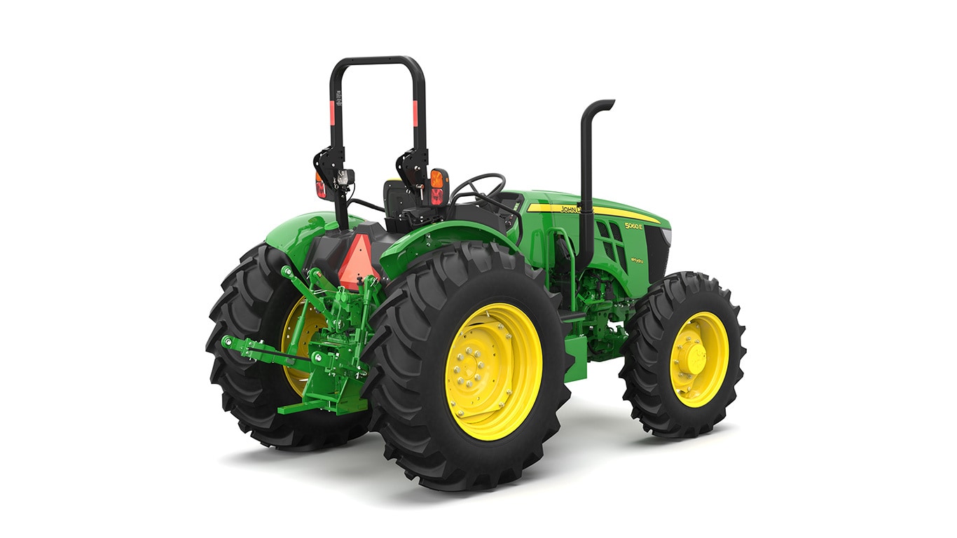 A rear-right-facing green utility tractor on a white background.