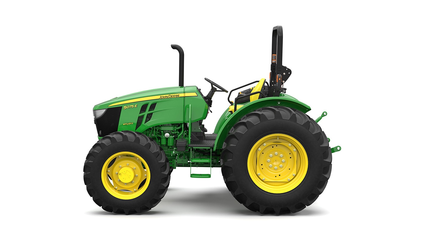 A left-facing green utility tractor on a white background.