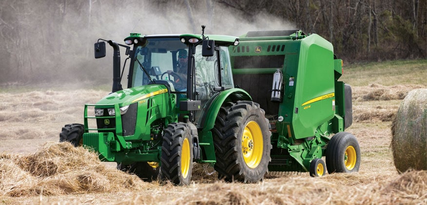 5M tractor in a hay field