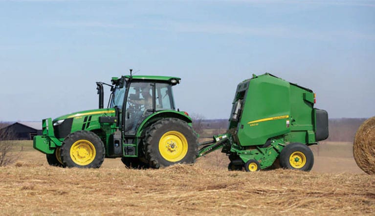 5M tractor in a hay field