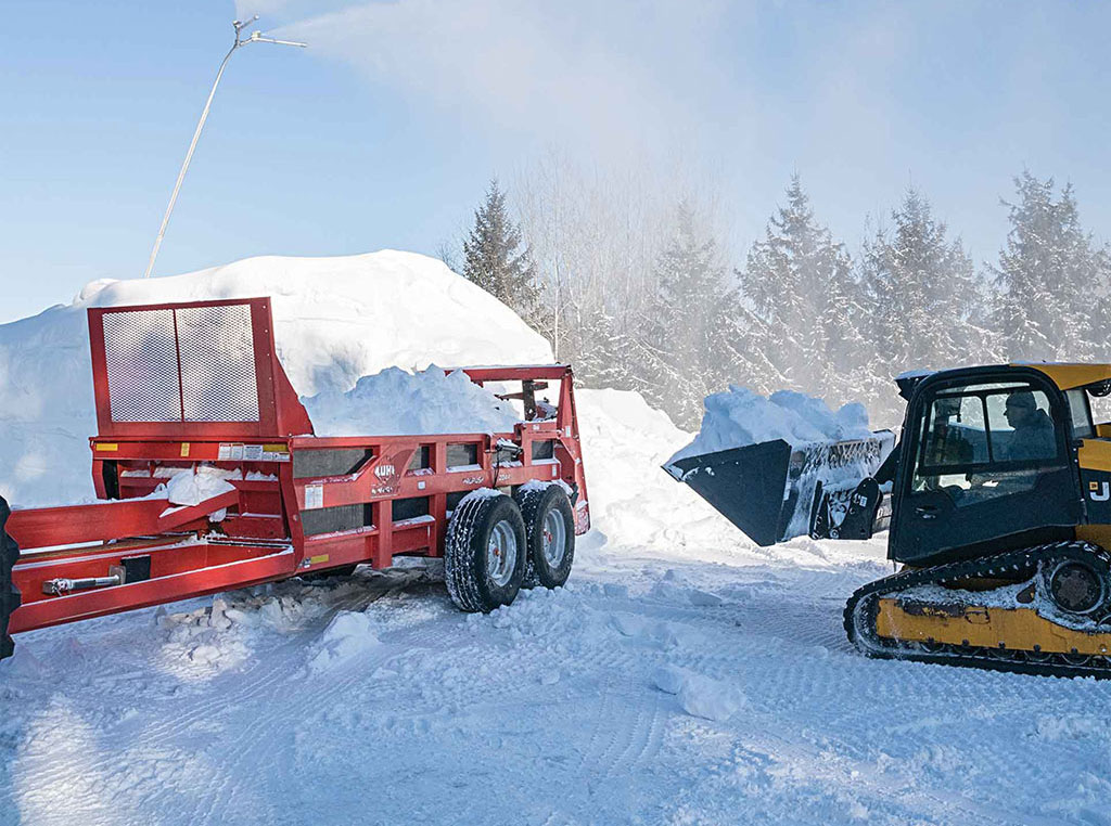 forklift hauling snow