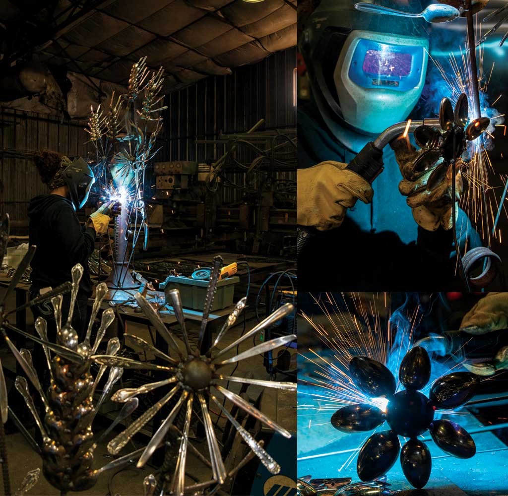 collage of more metal work in action