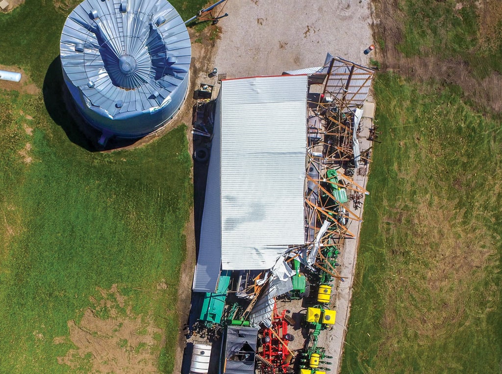 Ariel shot of covered equipment