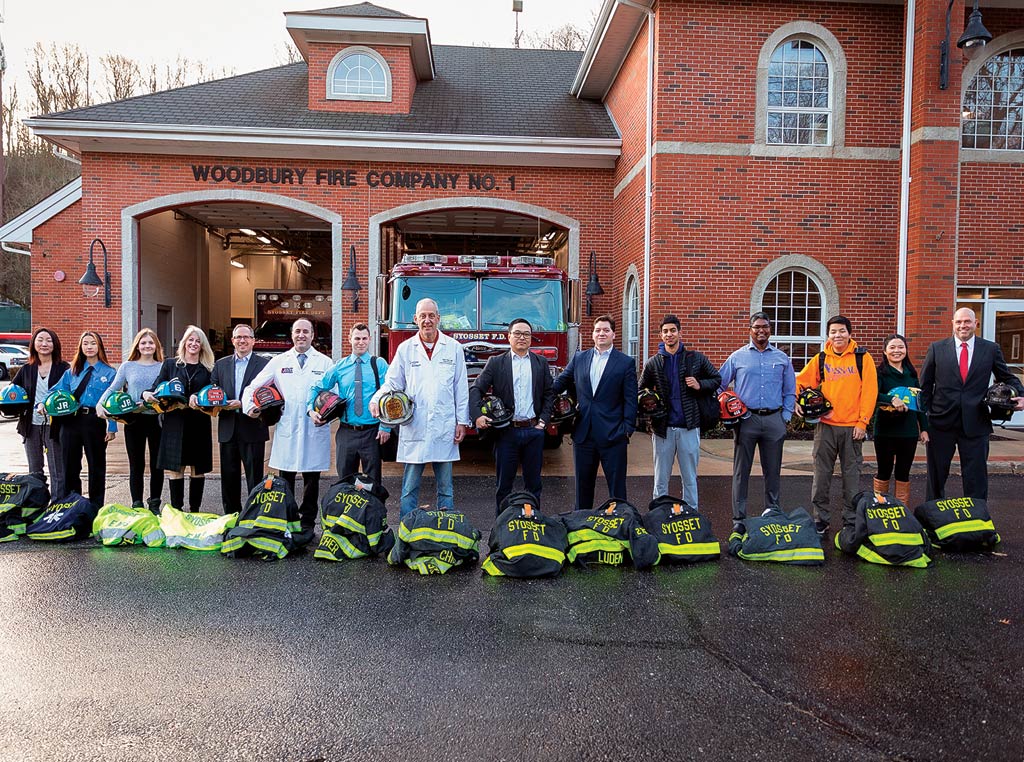 volunteer firefighters in day clothes