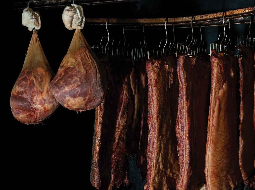 Photo of hanging meat