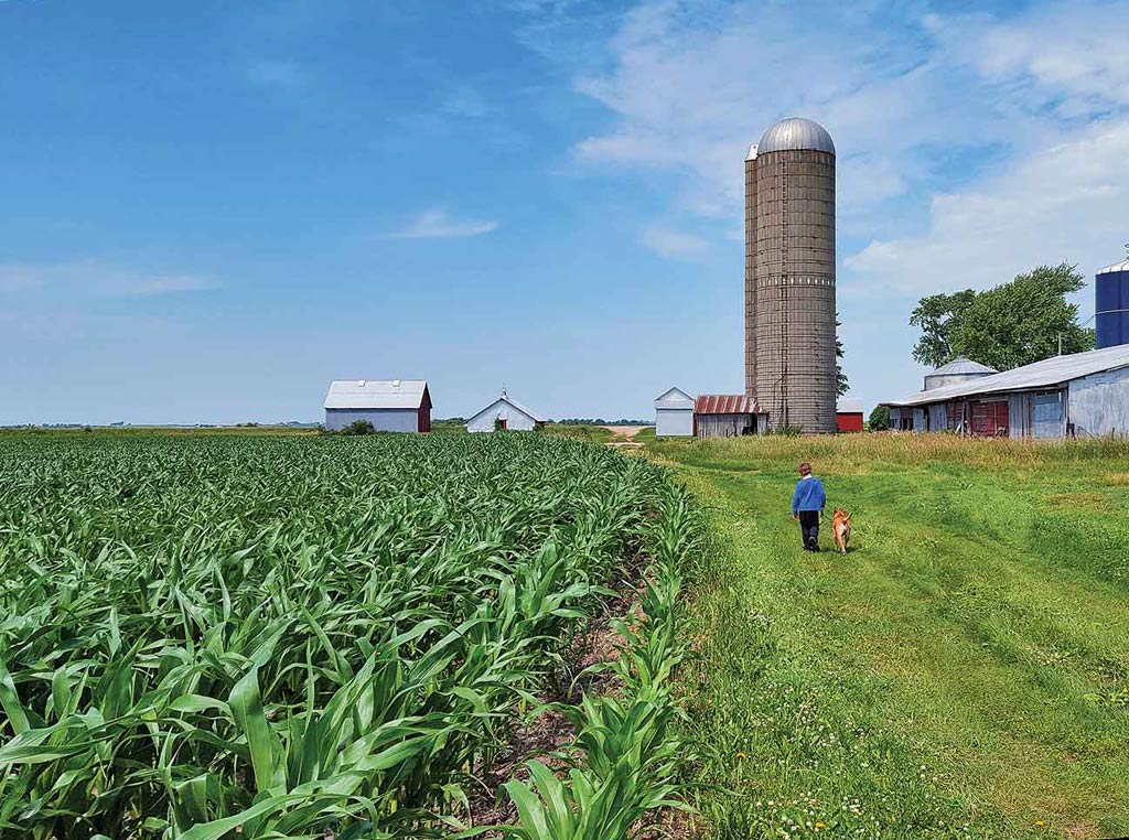 photo of farm woman and dog