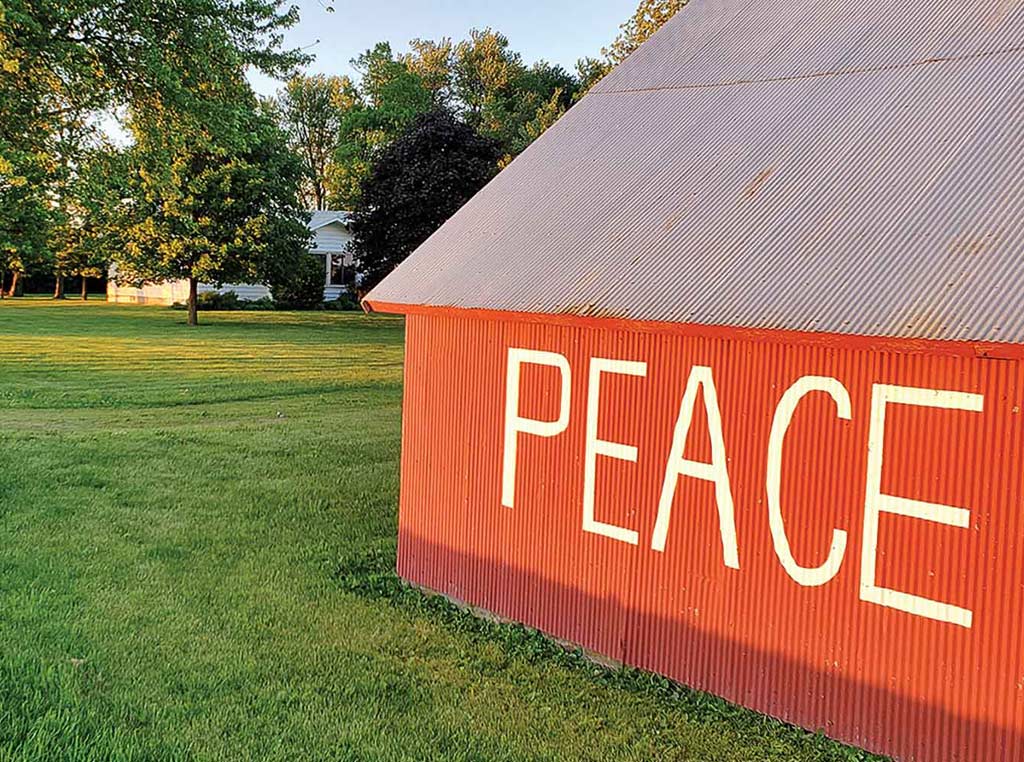 photo of work Peace on side of barn