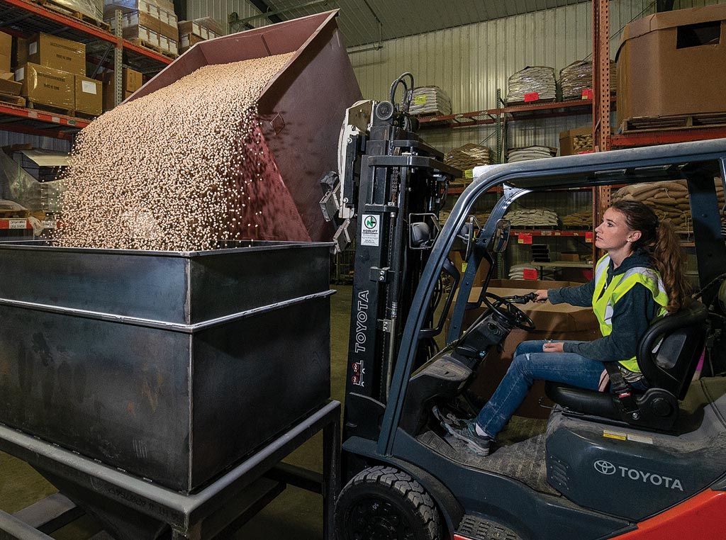 Goldie Akeson with loader