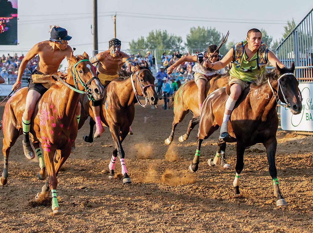 People riding horses bareback