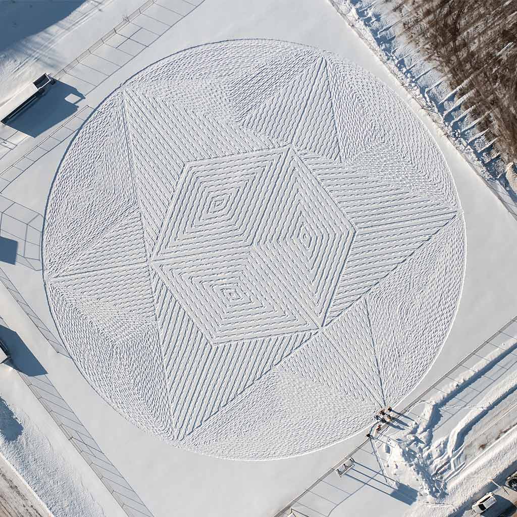 aerial view of snowshoe art