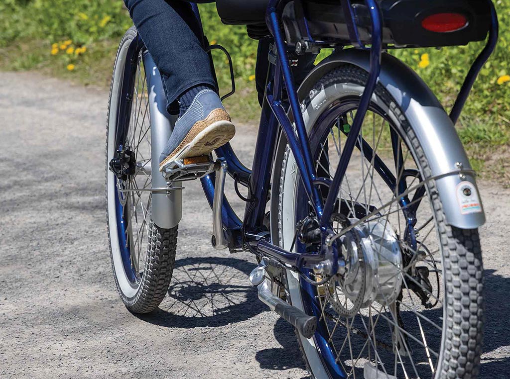 closeup of e-bike from behind