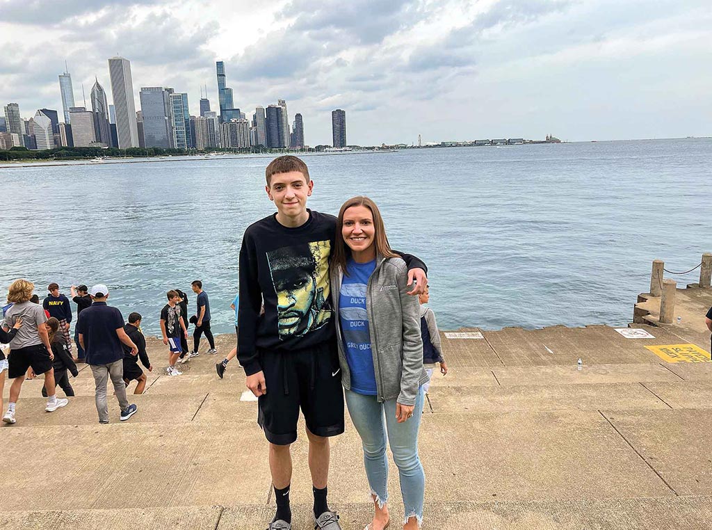 couple smiling on Chicago lakeshore