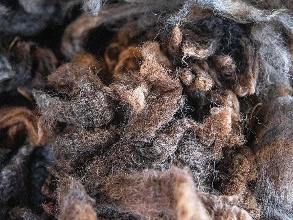  closeup of black brown and grey wool