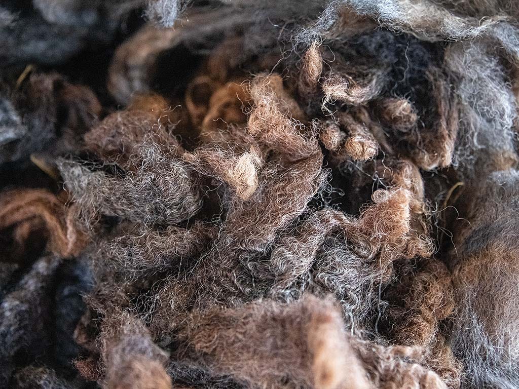  closeup of black brown and grey wool