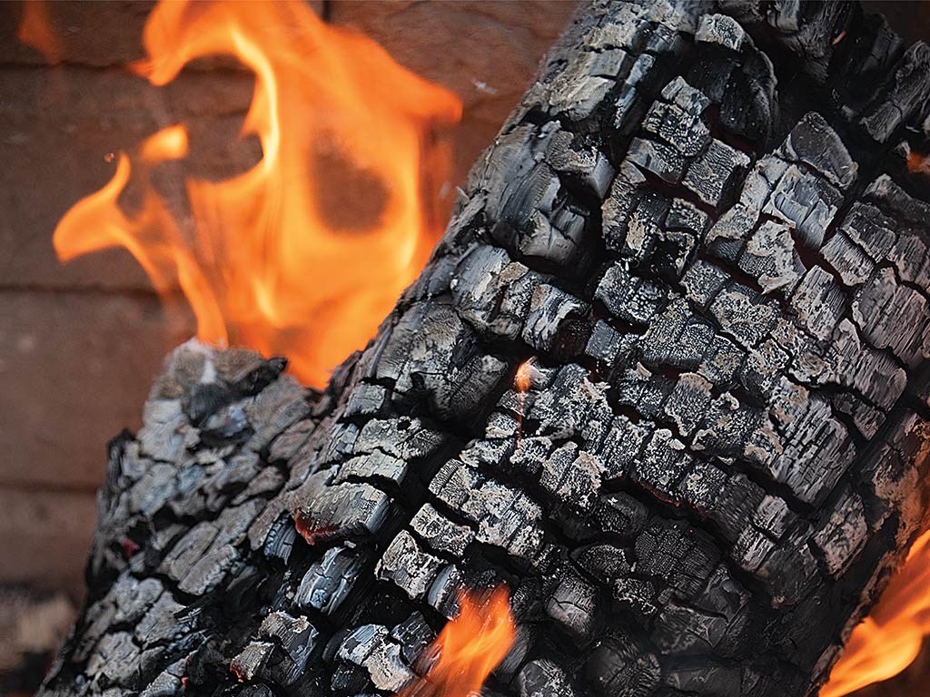  closeup of log on fire