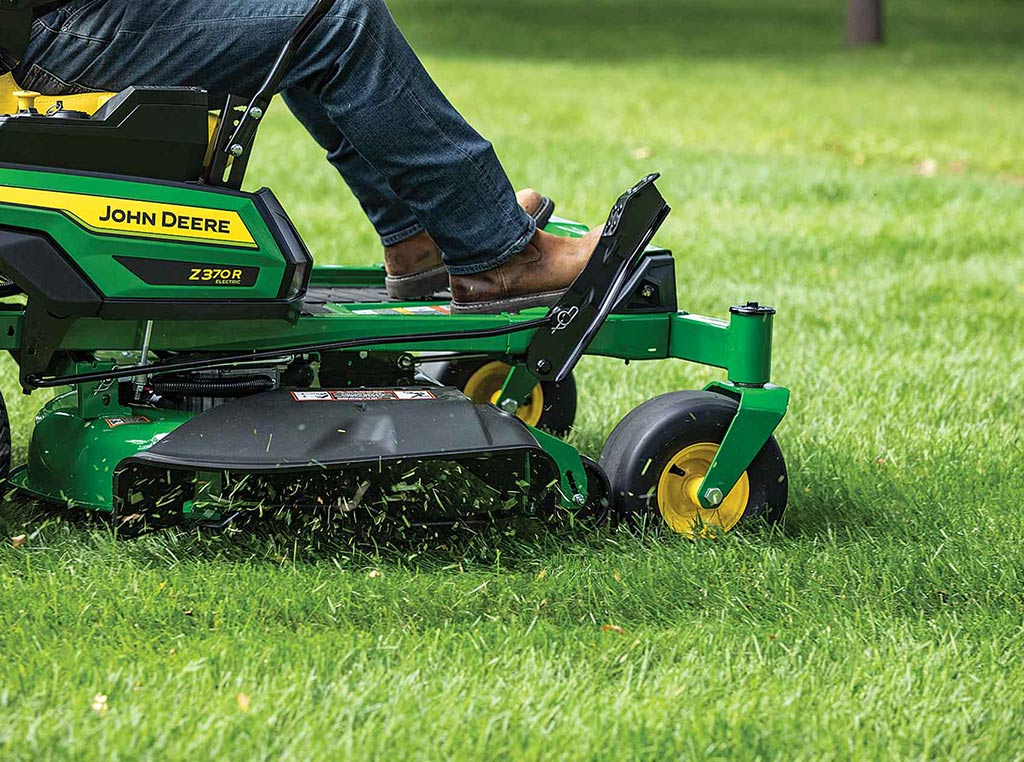 closeup of electric ZTrak zero-turn mower