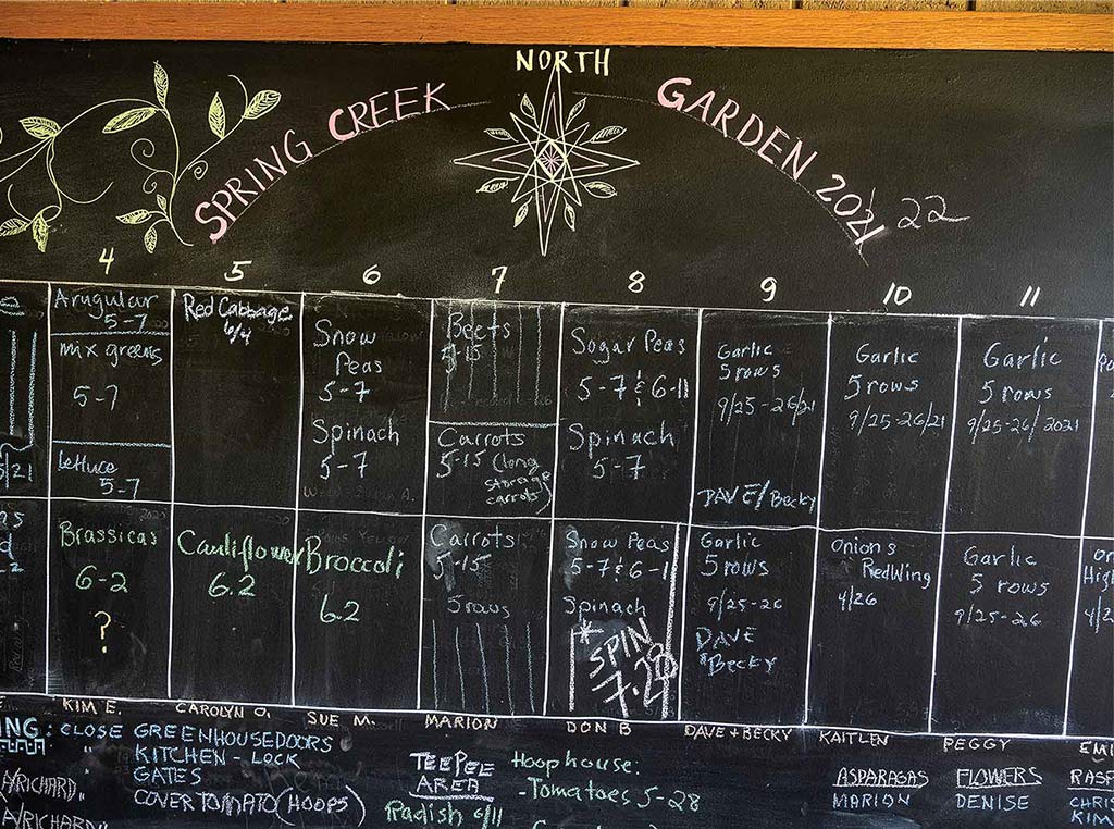 chalkboard diagram of communal garden complex