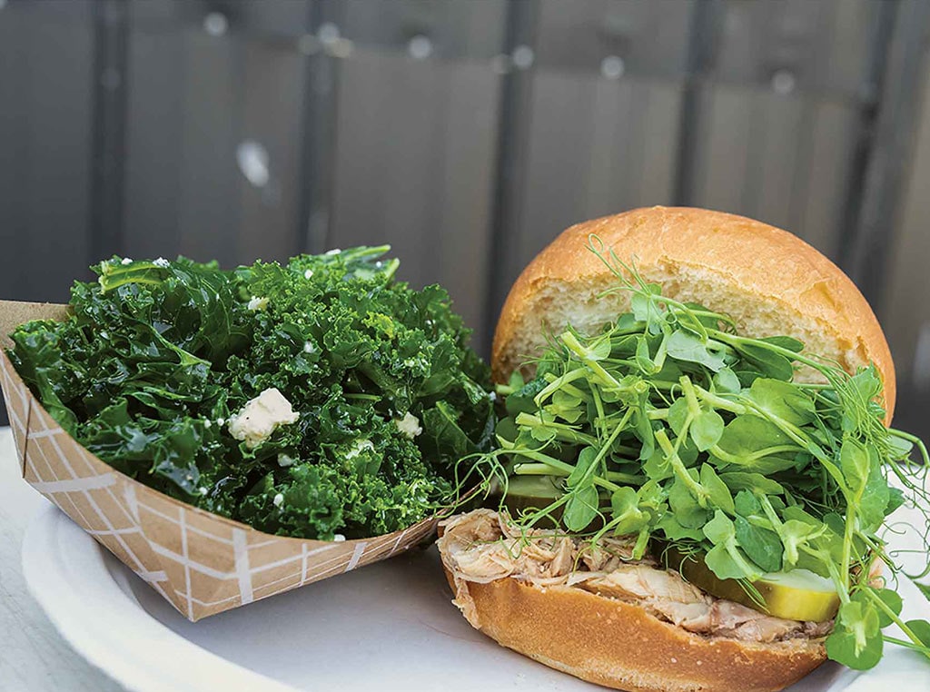 closeup of sandwich and a salad