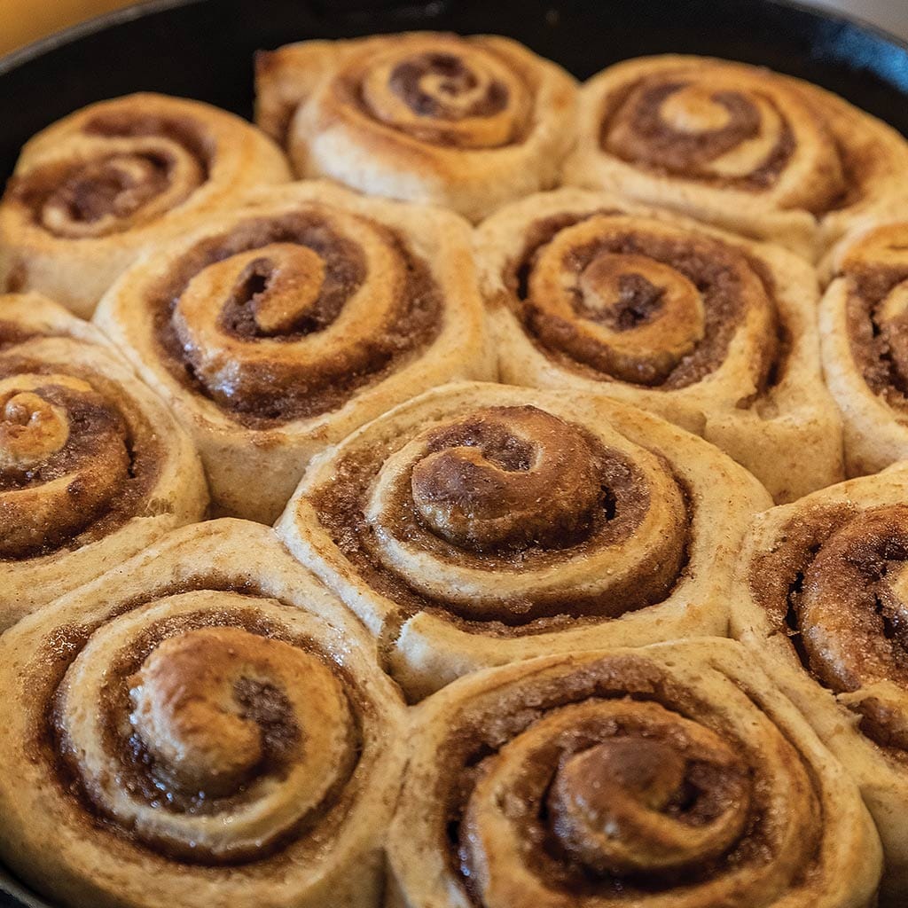 closeup of cinnamon rolls