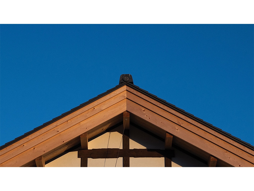 Closeup of a wooden gable of a farmhouse