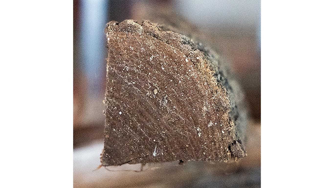 Close up of one quarter split firewood.