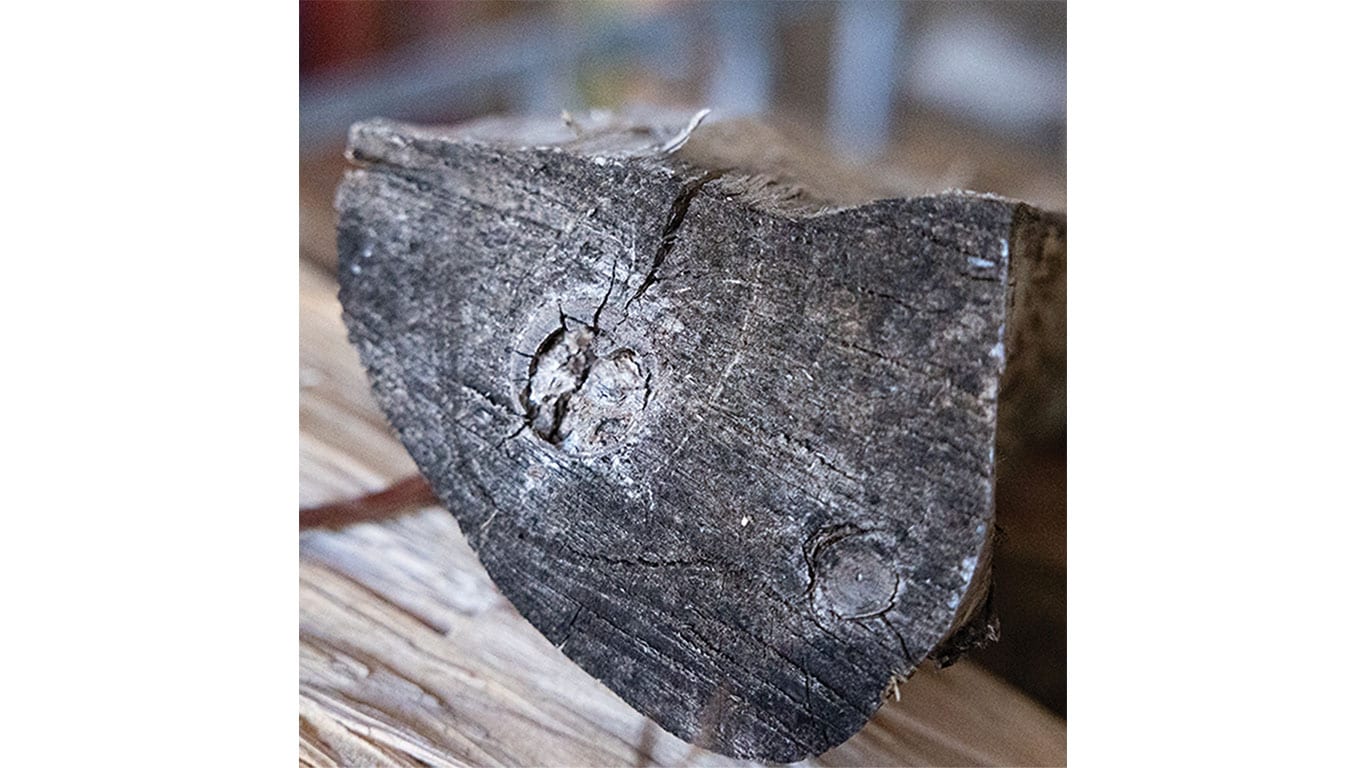 Closeup of an older split log.