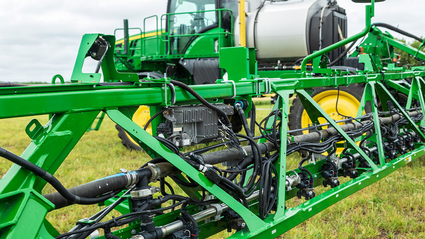 Photo of self-propelled sprayer spray boom. 