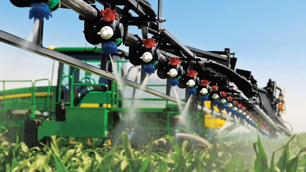 John Deere sprayer nozzles at work in the field