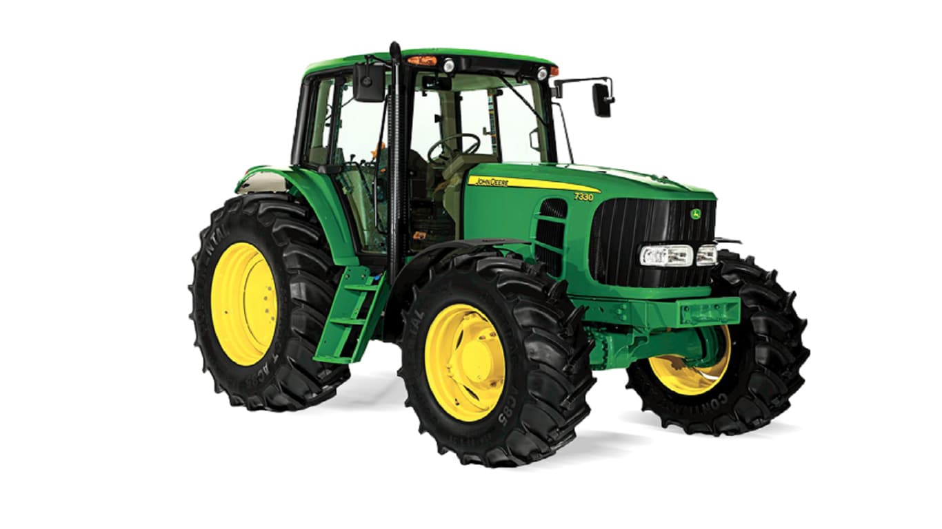 Studio shot of John Deere 7330 Large Tractor