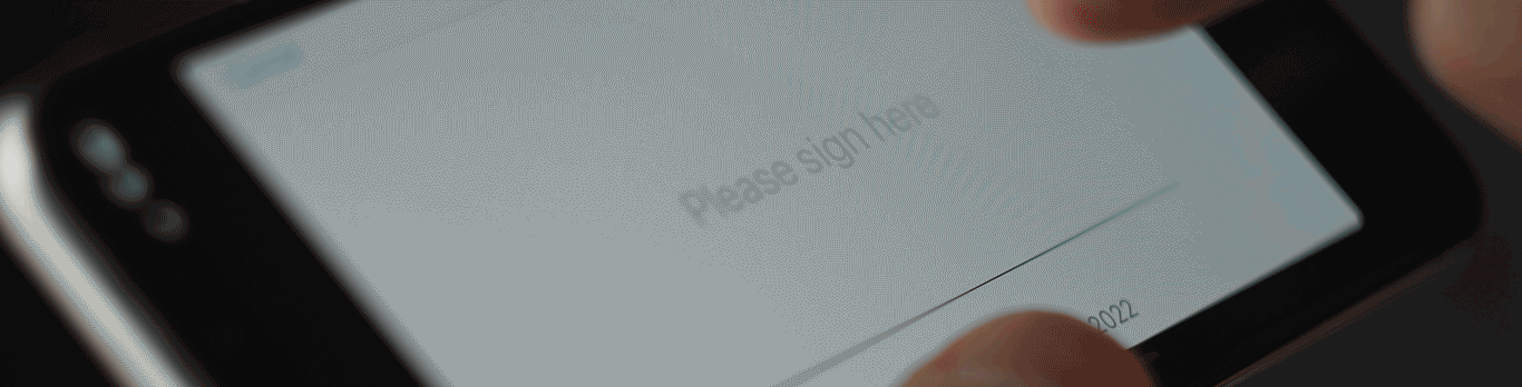 Gif of someone digitally signing their name on a mobile device